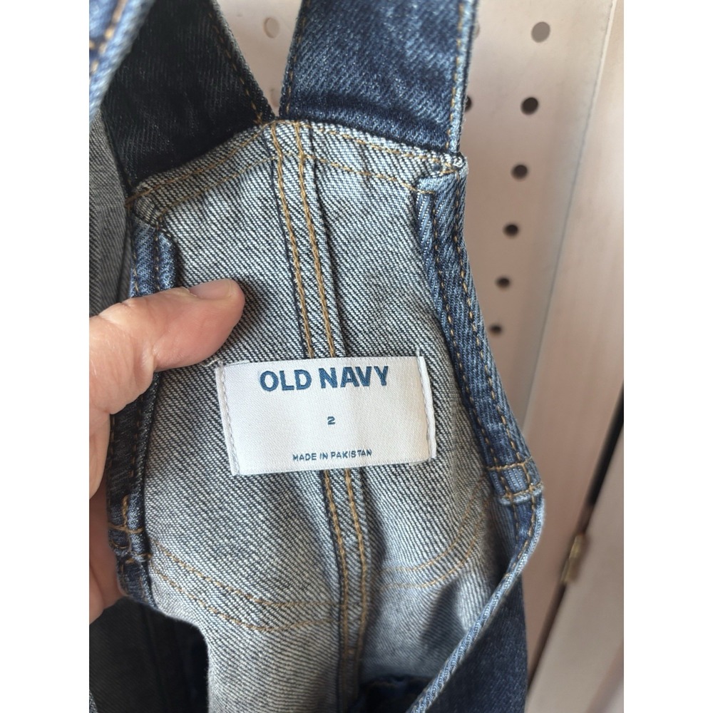 Old Navy Women's Small Skinny Taper Leg Overalls Denim Cotton Stretch Dark Blue - Picture 4 of 5